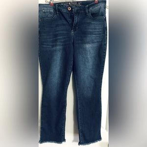 EUC:HYDRAULIC “MURRY” STRAIGHT FRINGE BOTTOM SIZE 12 JEANS. DARK DENIUM.